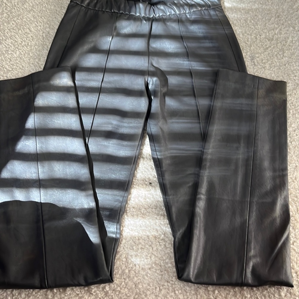 BCBG black leather leggings xs